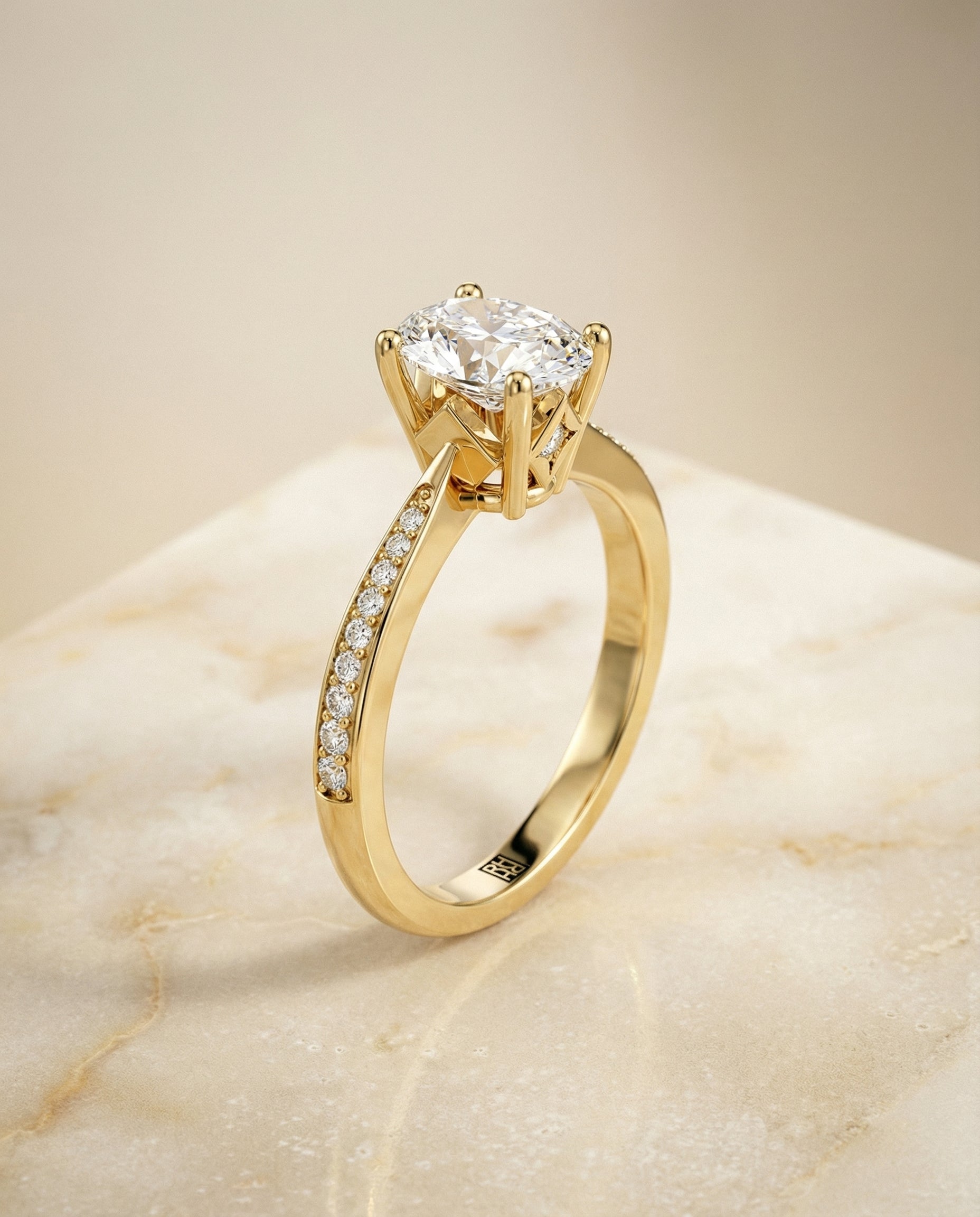 Pavé styling on The Carrie oval engagement ring setting | RockHer