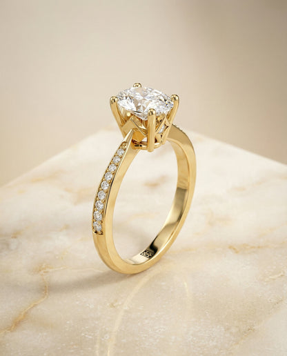 Carrie Select Diamond Oval Lab Diamond Engagement Ring in 18K Yellow Gold, front view | RockHer