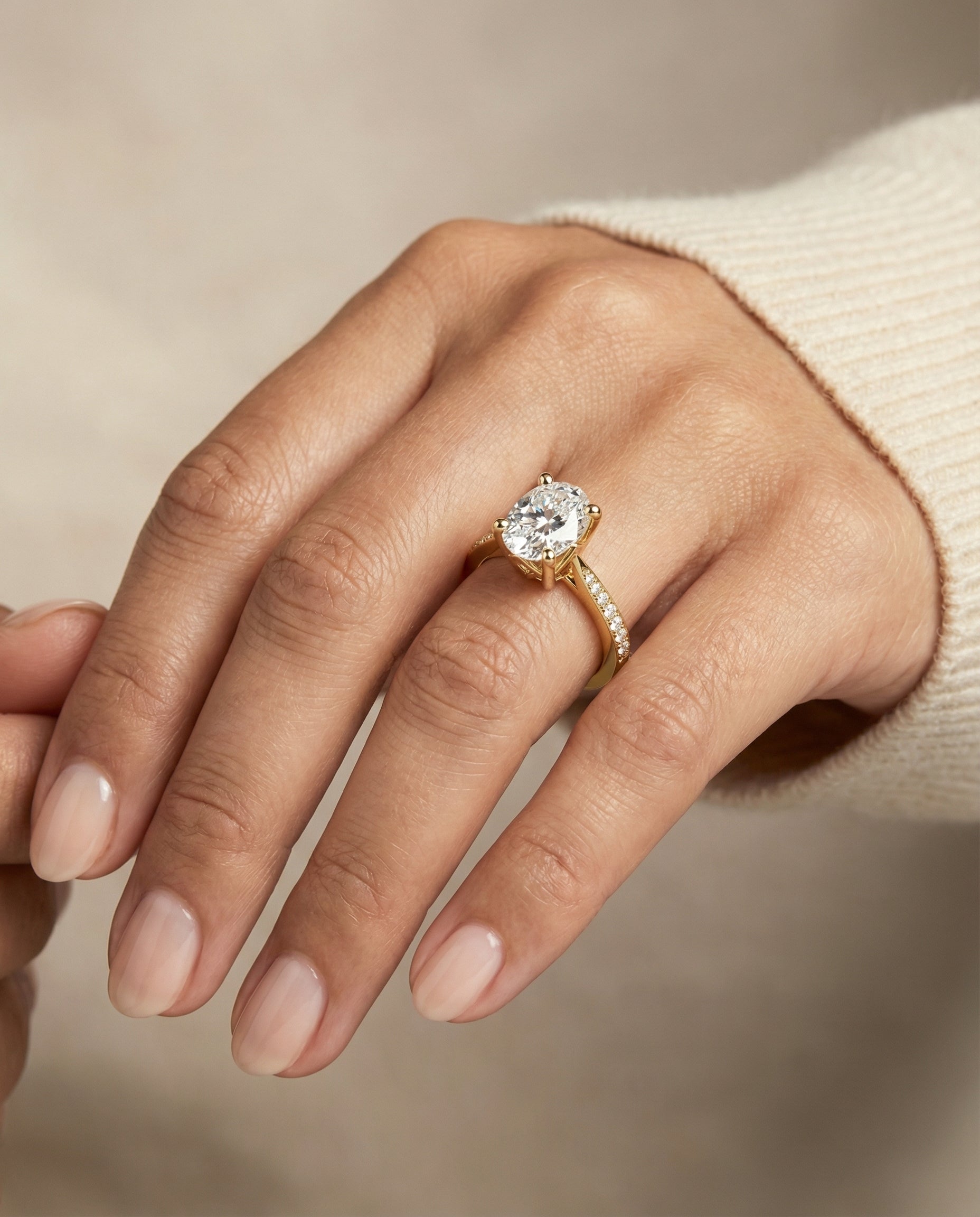 The Carrie engagement ring setting in 18K Yellow Gold, pavé design | RockHer