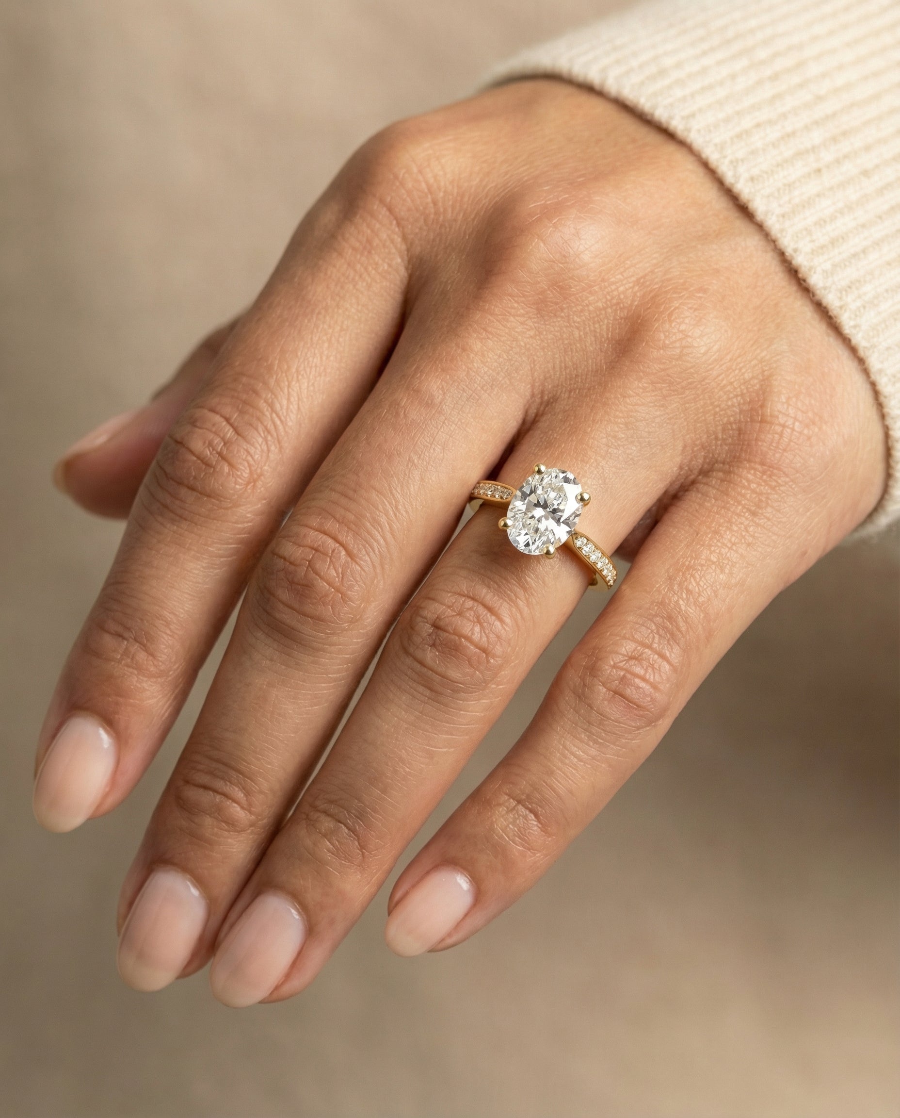 The Carrie setting for oval diamonds, made to order in 18K Yellow Gold | RockHer
