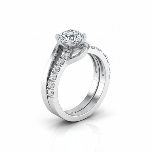 The Tatyana Matching Wedding Band, Round in 18K White Gold