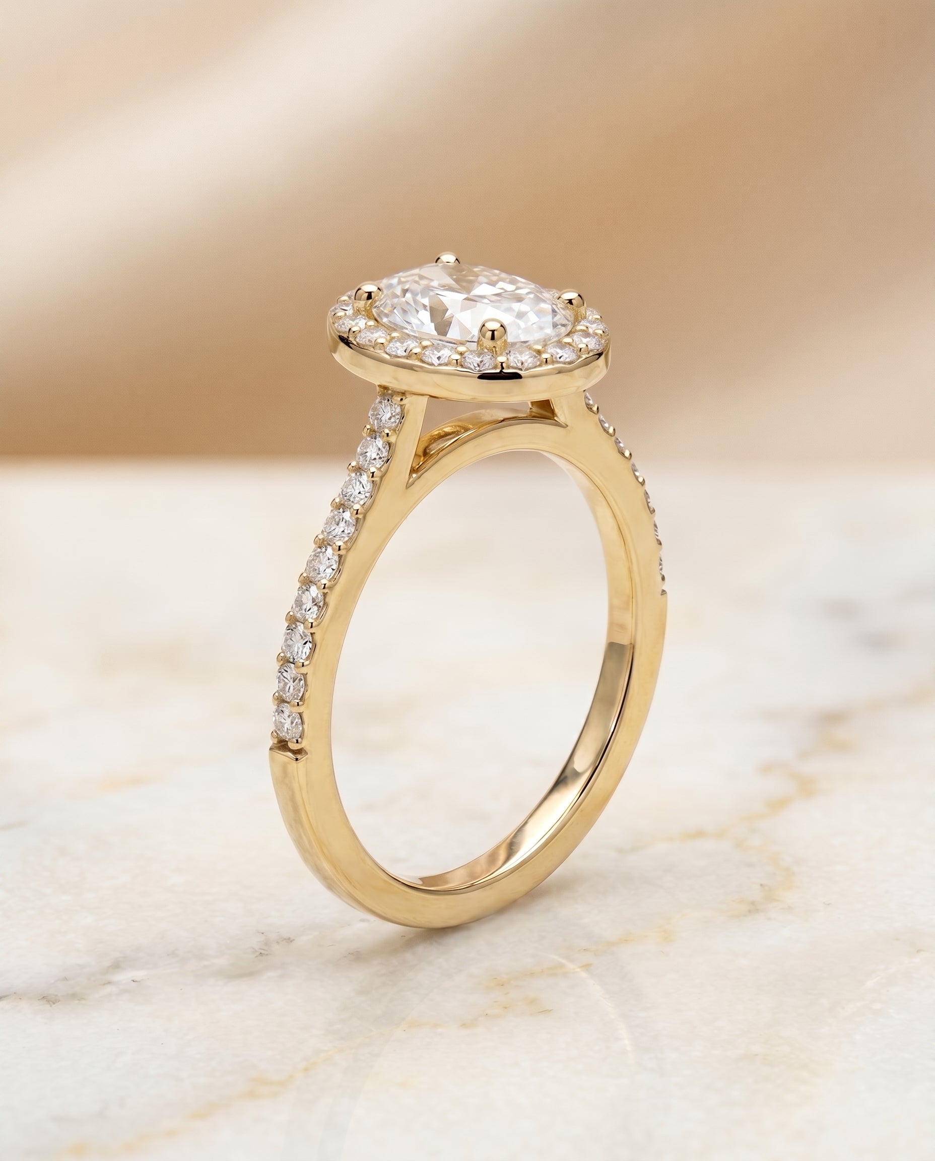 Pavé Halo styling on The Taylor oval engagement ring setting | RockHer