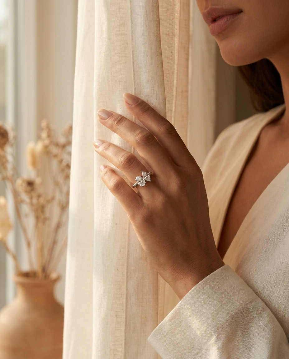 The Taylor engagement ring setting in 18K White Gold, select pavé halo design | RockHer