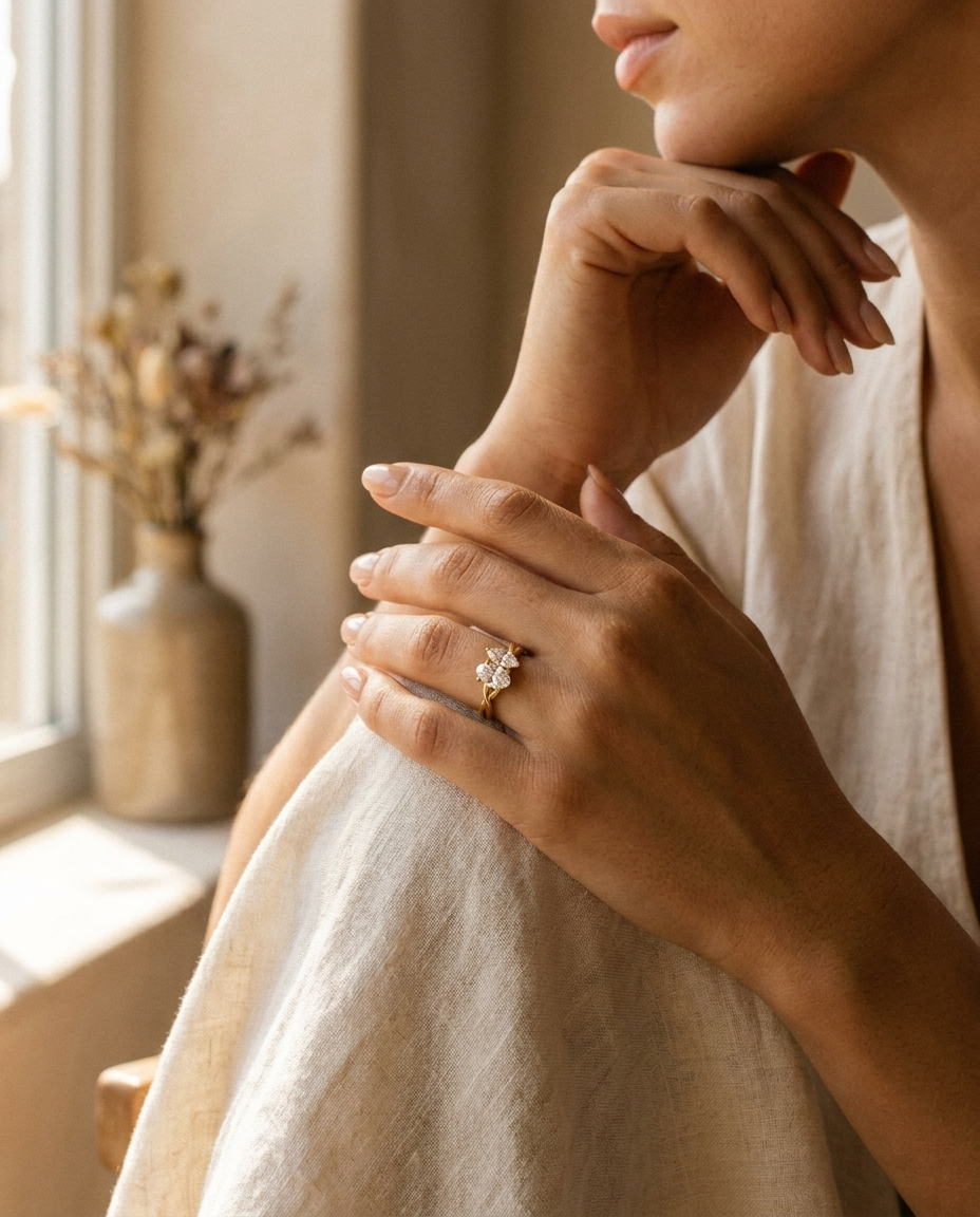 The Taylor engagement ring setting in 18K Yellow Gold, select pavé halo design | RockHer