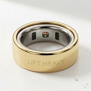 LIFT HEAVY laser engraved 14K Yellow Gold Oura Ring cover