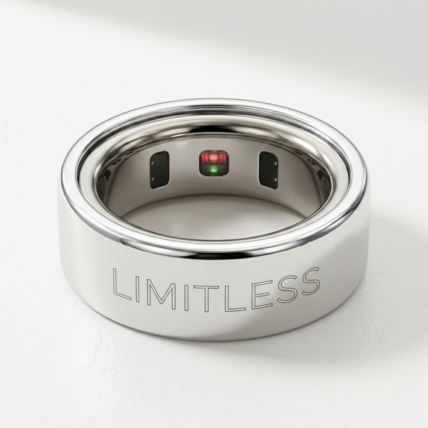 LIMITLESS laser engraved 14K White Gold Oura Ring cover