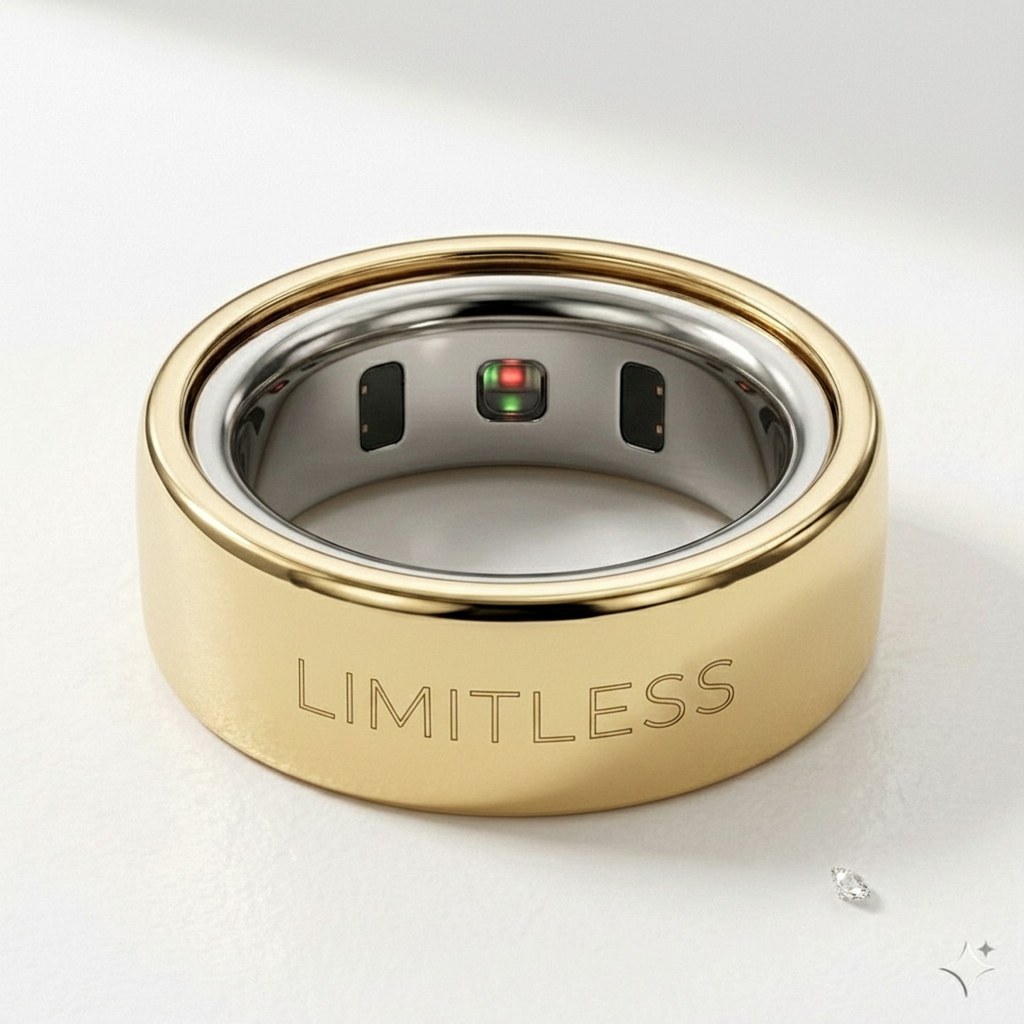 LIMITLESS laser engraved 14K Yellow Gold Oura Ring cover
