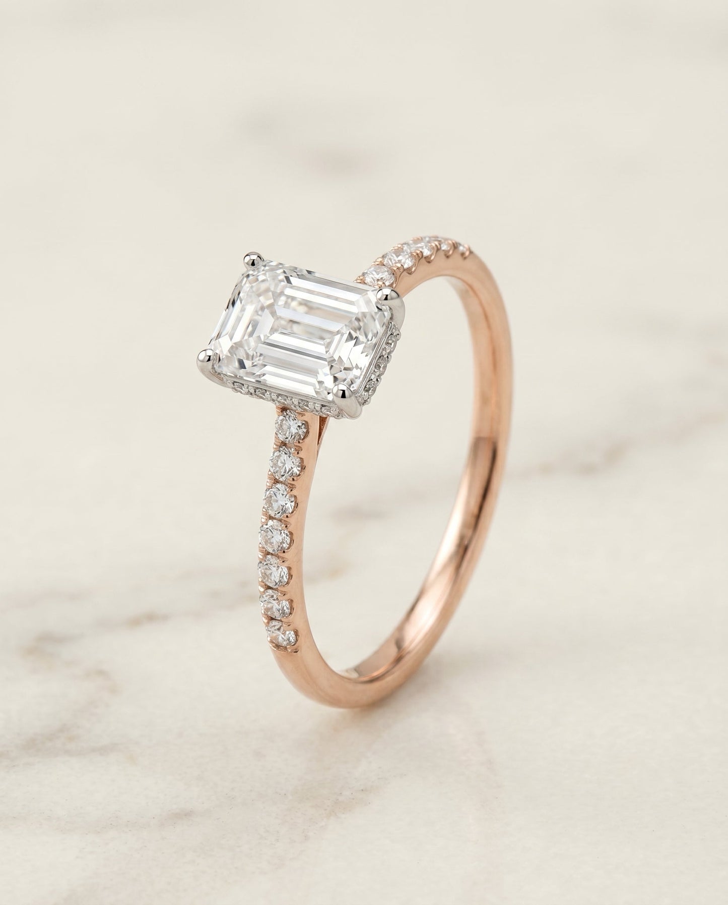 The Abbey Select Solitaire Engagement Ring with Lab Diamond in 14K Rose Gold - view 2
