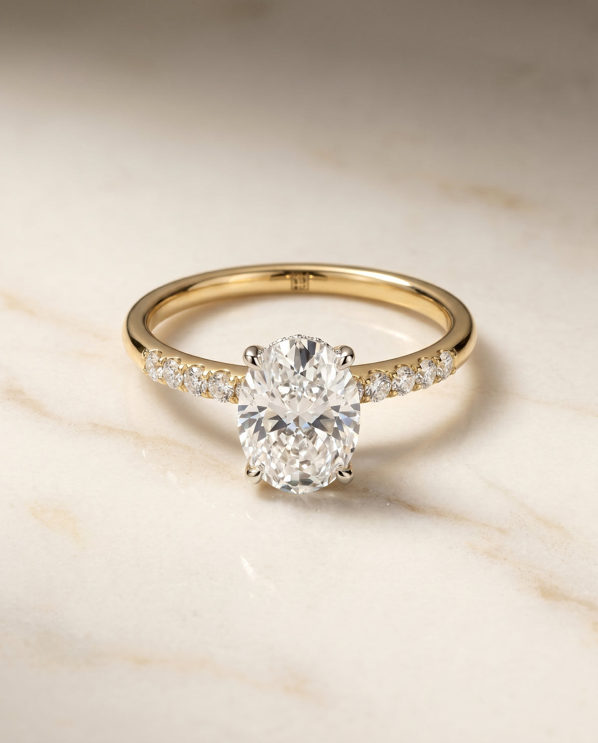 The Abbey oval engagement ring setting in 18K Yellow Gold | RockHer