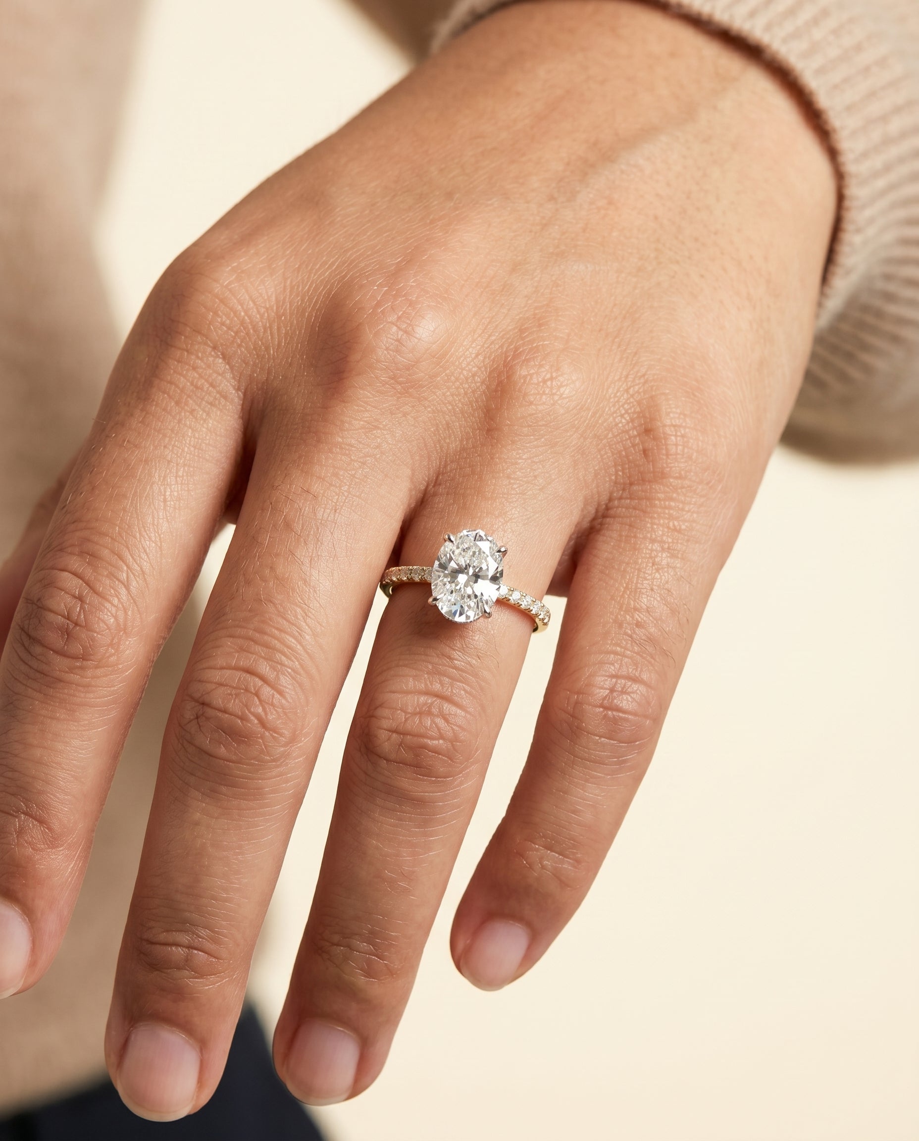 The Abbey engagement ring setting in 18K Yellow Gold, hidden halo pavé design | RockHer