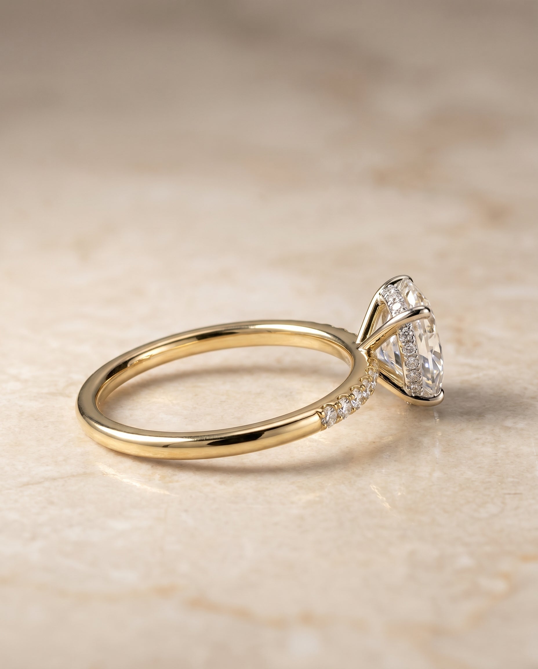 Hidden Halo Pavé styling on The Abbey oval engagement ring setting | RockHer