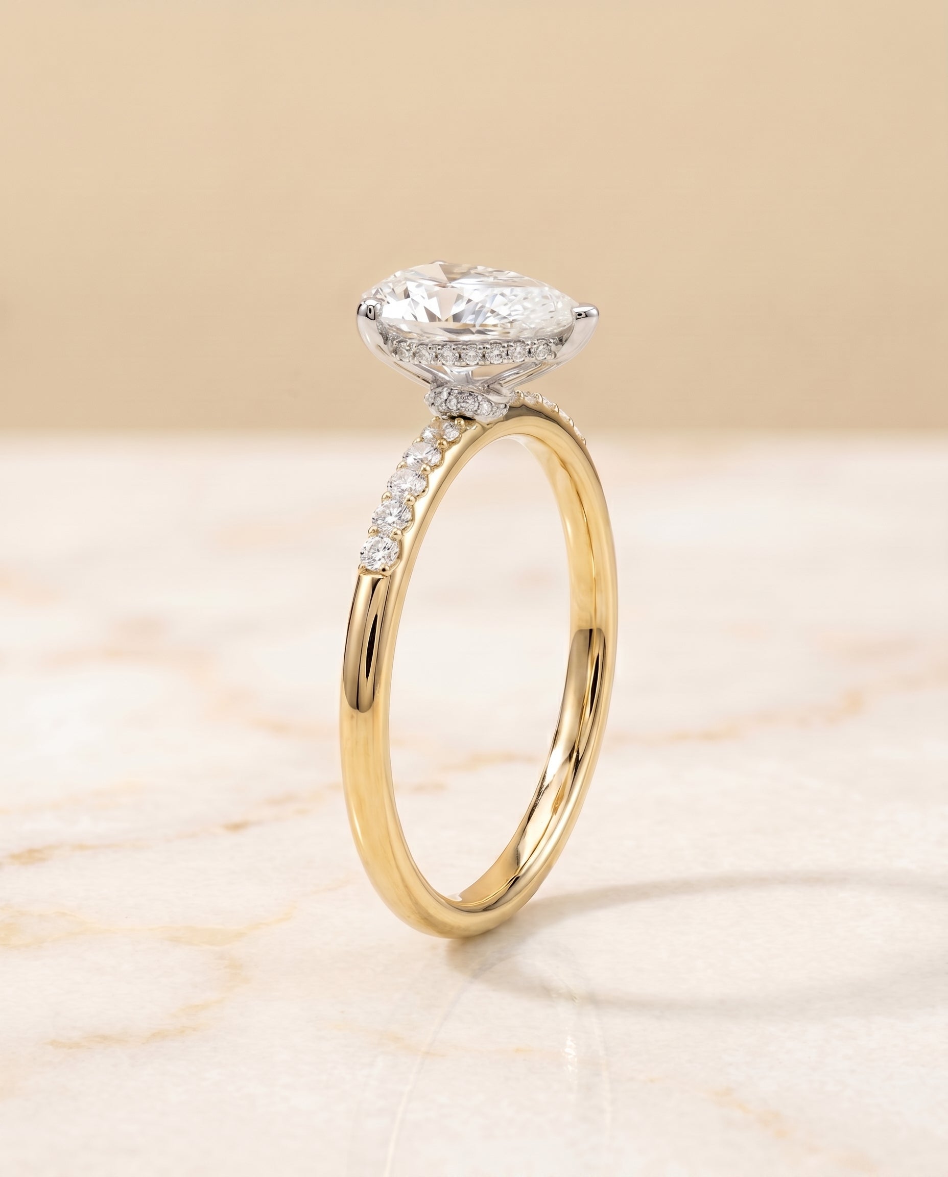 Hidden Halo Pavé styling on The Abbey princess engagement ring setting | RockHer