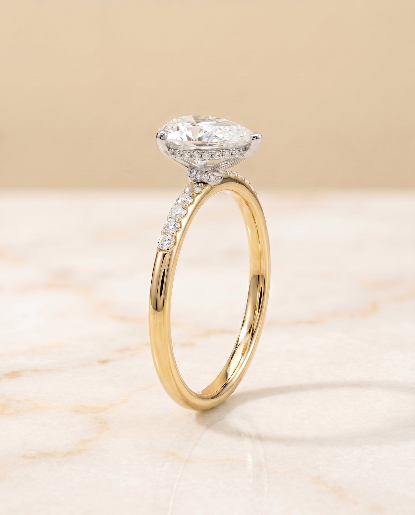 The Abbey Select Solitaire Engagement Ring with Lab Diamond in 18K Yellow Gold - view 2
