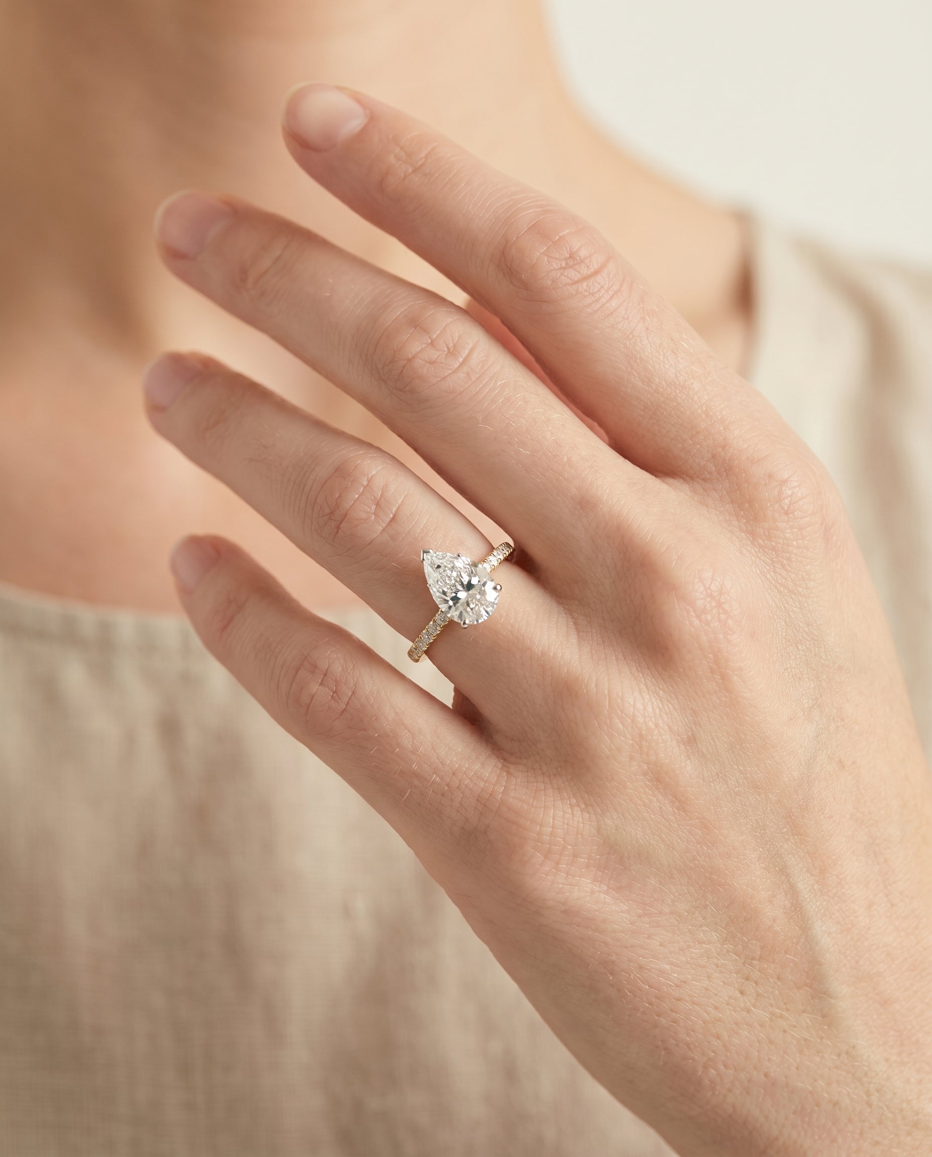 The Abbey engagement ring setting in 18K Yellow Gold, hidden halo pavé design | RockHer