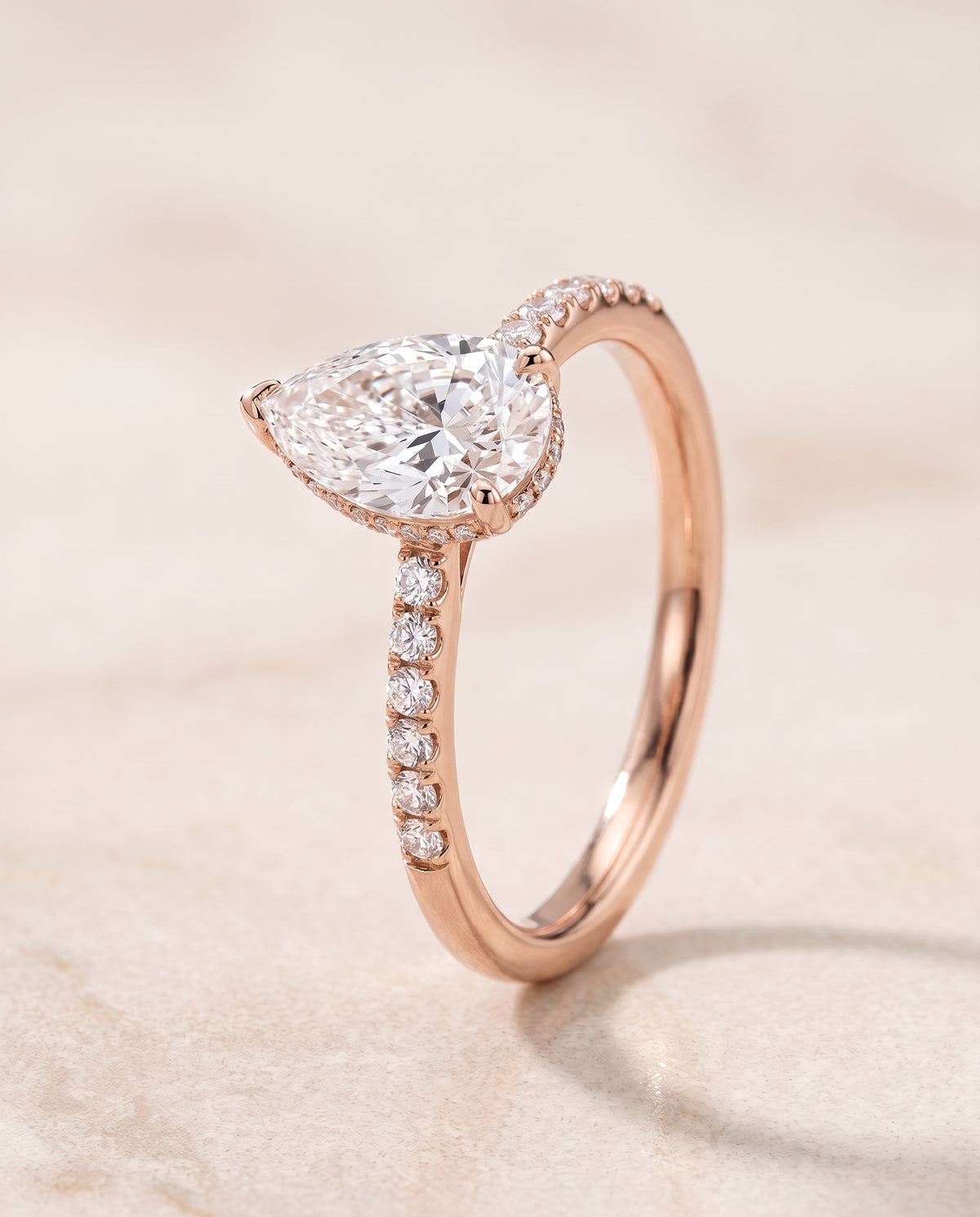The Abbey Hidden Halo Pavé Princess Cut Engagement Ring Setting in 14K Rose Gold