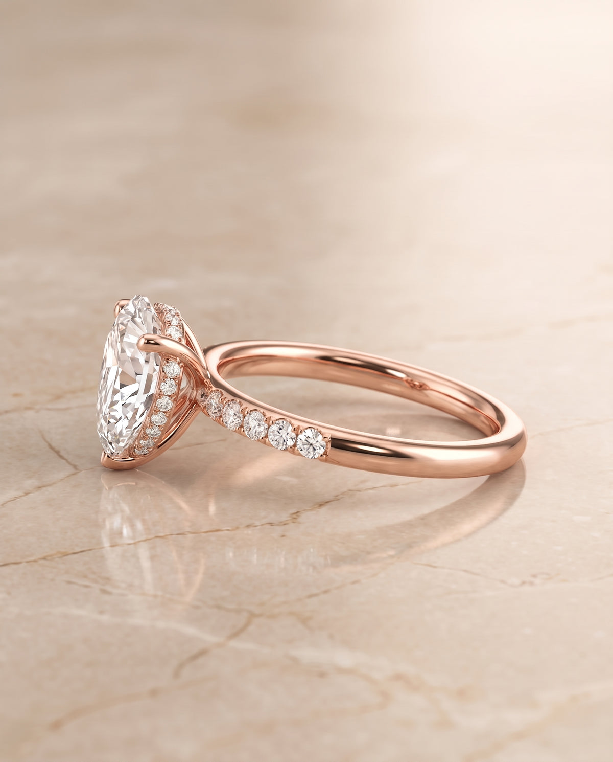 The Abbey Hidden Halo Pavé Princess Cut Engagement Ring Setting in 14K Rose Gold
