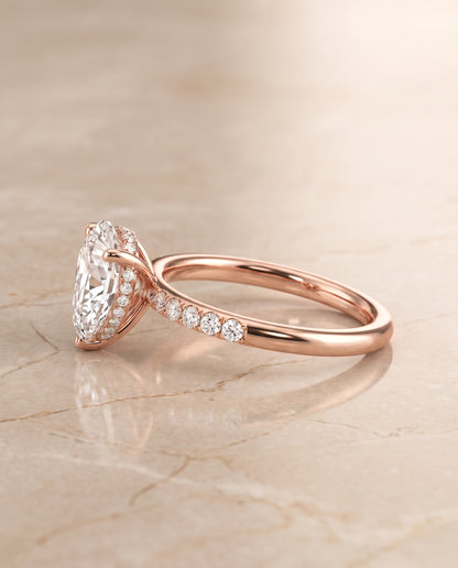 The Abbey Hidden Halo Pavé Princess Cut Engagement Ring Setting in 14K Rose Gold