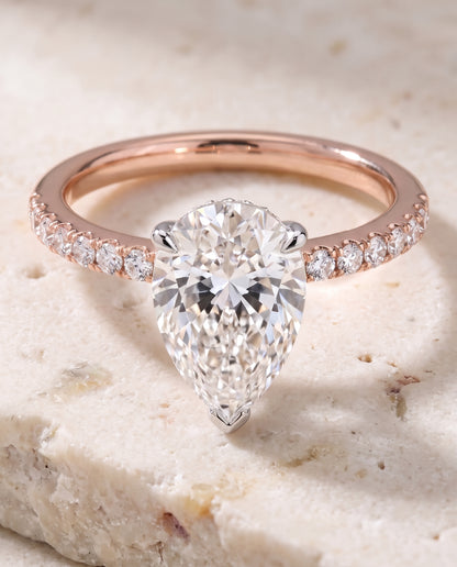 The Abbey Hidden Halo Pavé Princess Cut Engagement Ring Setting in 14K Rose Gold