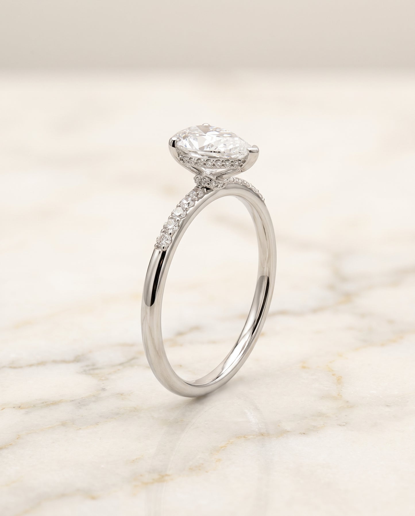 The Abbey Hidden Halo Pavé Princess Cut Engagement Ring Setting in 18K White Gold