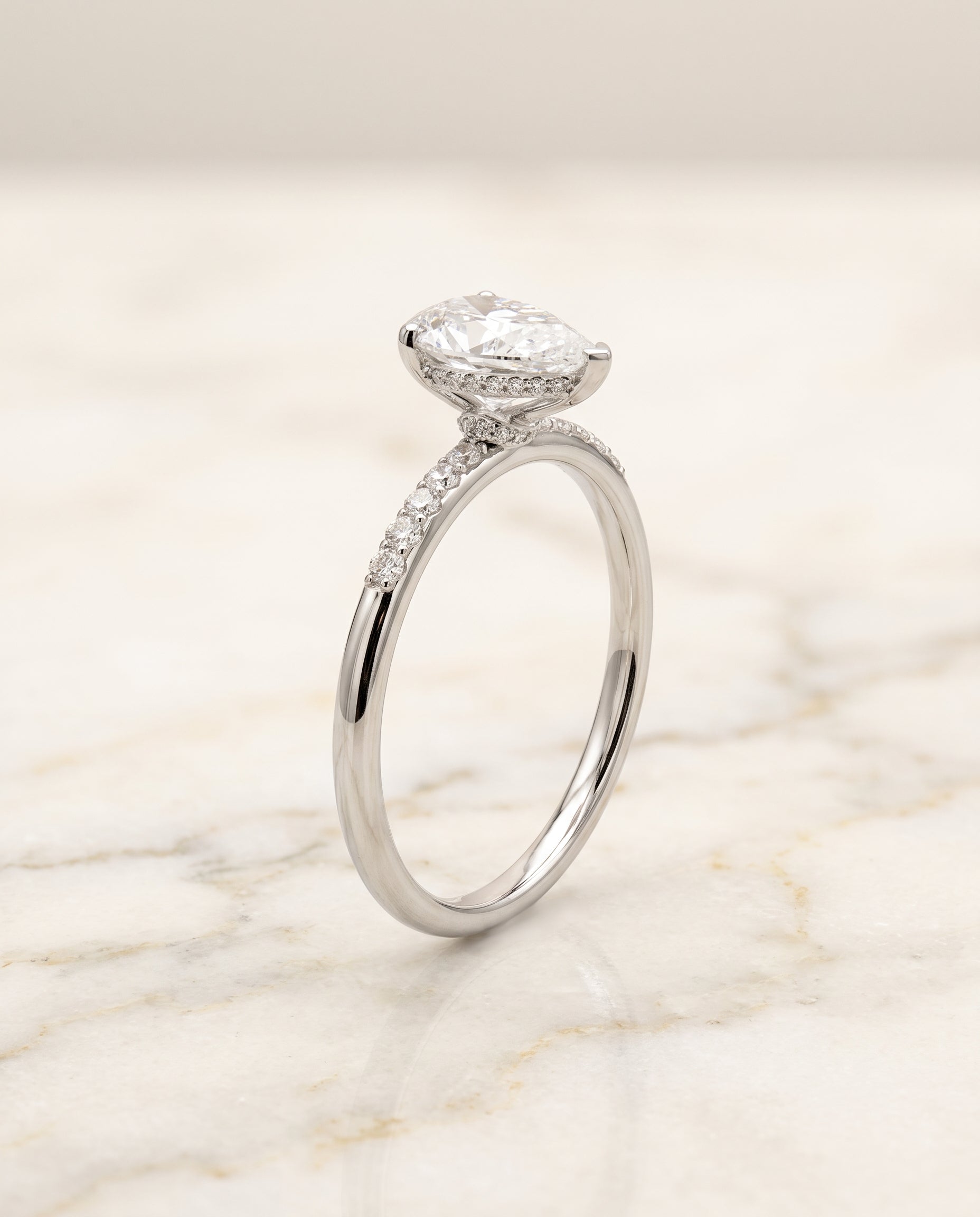 Hidden Halo Pavé styling on The Abbey princess engagement ring setting | RockHer