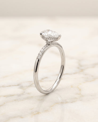 The Abbey Hidden Halo Pavé Princess Cut Engagement Ring Setting in 18K White Gold