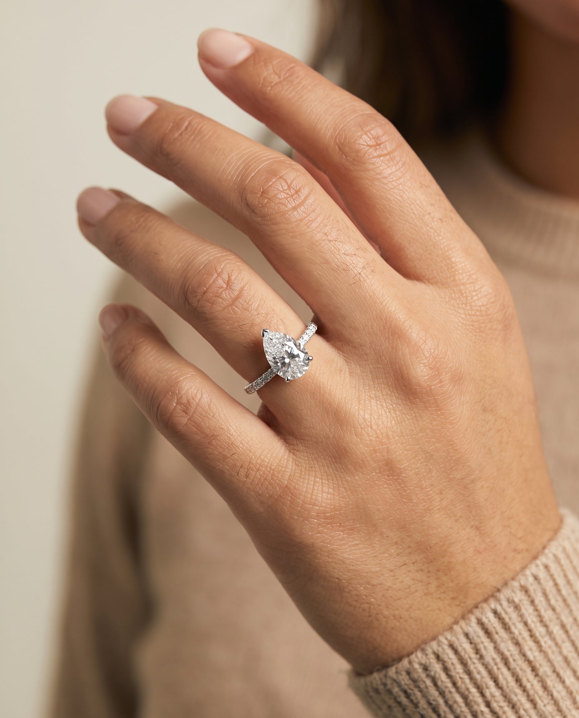The Abbey engagement ring setting in Platinum, hidden halo pavé design | RockHer