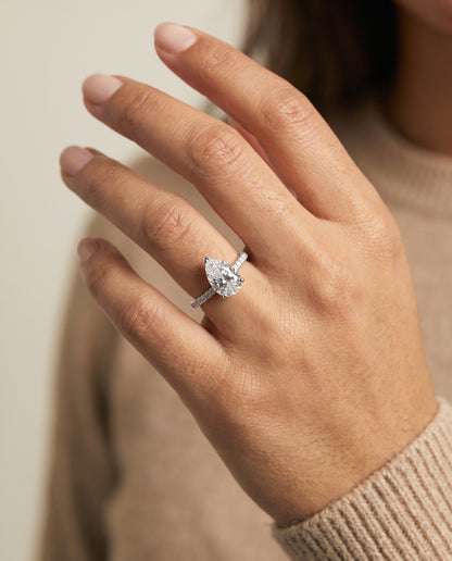 The Abbey Hidden Halo Pavé Princess Cut Engagement Ring Setting in 18K White Gold