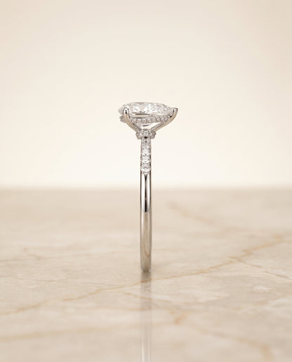 The Abbey Hidden Halo Pavé Princess Cut Engagement Ring Setting in 18K White Gold