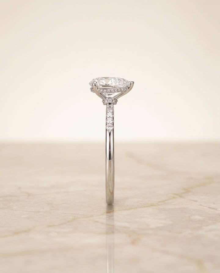 The Abbey Hidden Halo Pavé Princess Cut Engagement Ring Setting in 18K White Gold