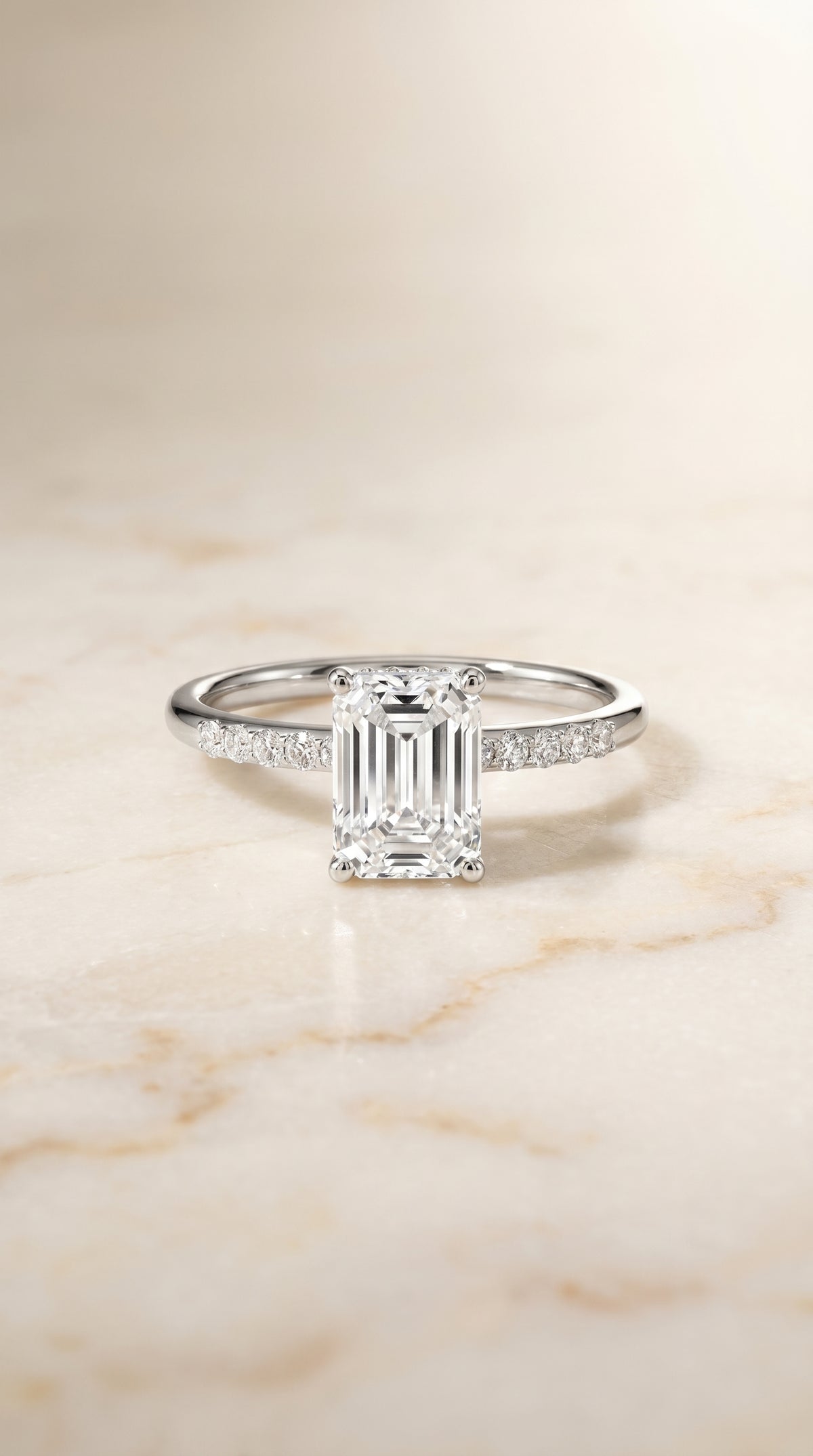 The Abbey emerald engagement ring setting in 18K White Gold | RockHer
