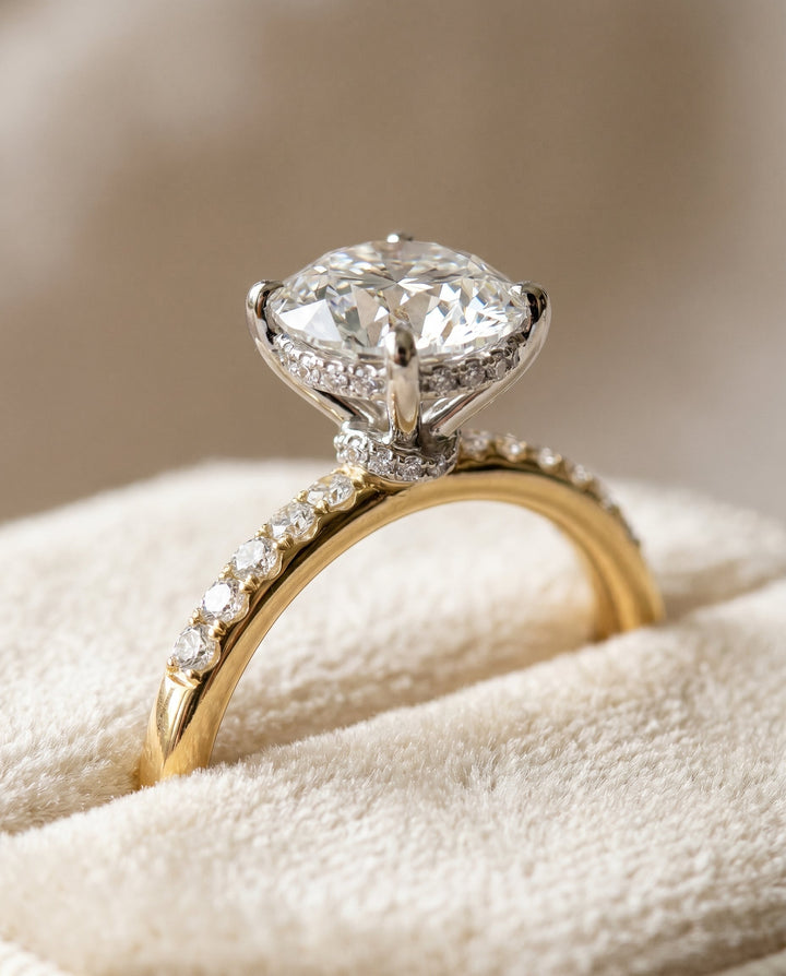 Abbey Select 18k Yellow Gold Oval Double Hidden Halo Quarter Shank Engagement Ri – view 4