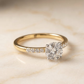 The Abbey Hidden Halo Pavé Round Engagement Ring Setting in 18K Yellow Gold