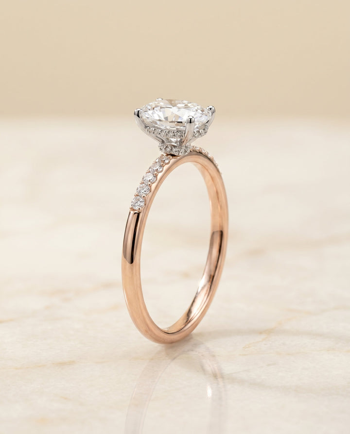 The Abbey Select Solitaire Engagement Ring with Lab Diamond in 14K Rose Gold - view 2