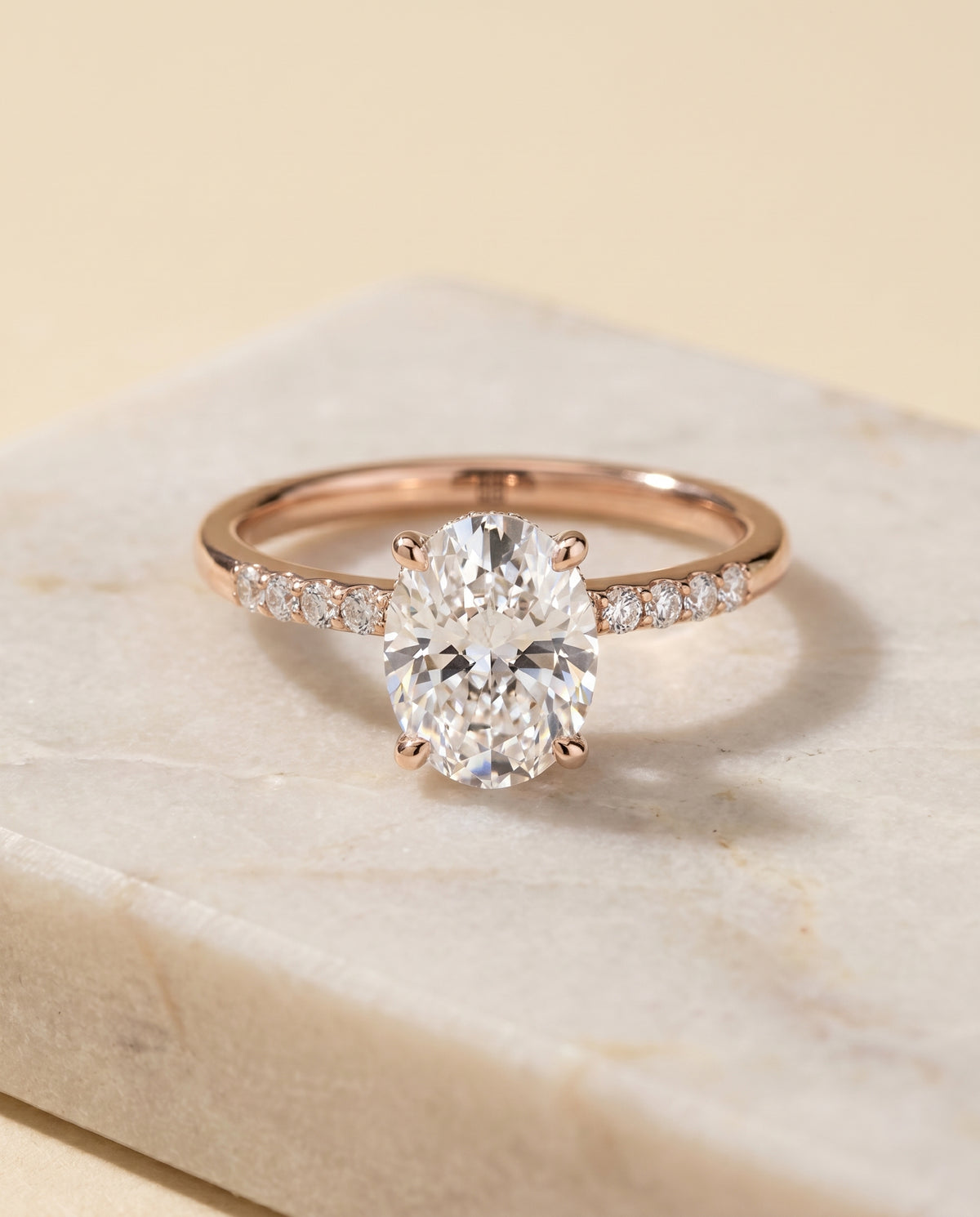 The Abbey oval engagement ring setting in 14K Rose Gold | RockHer