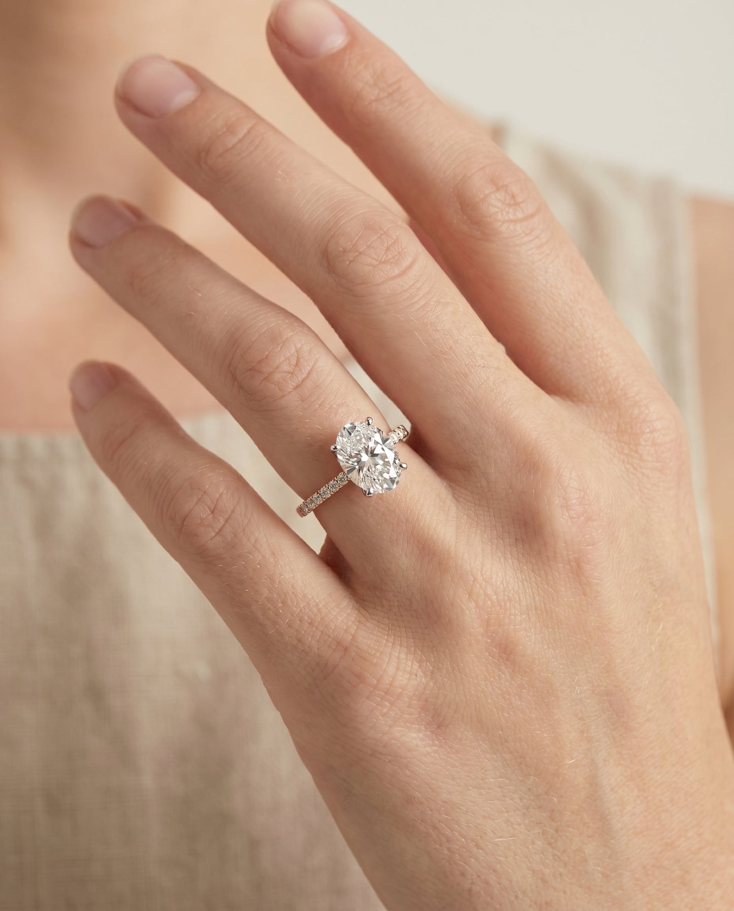 The Abbey Select Solitaire Engagement Ring with Lab Diamond in 14K Rose Gold - view 3