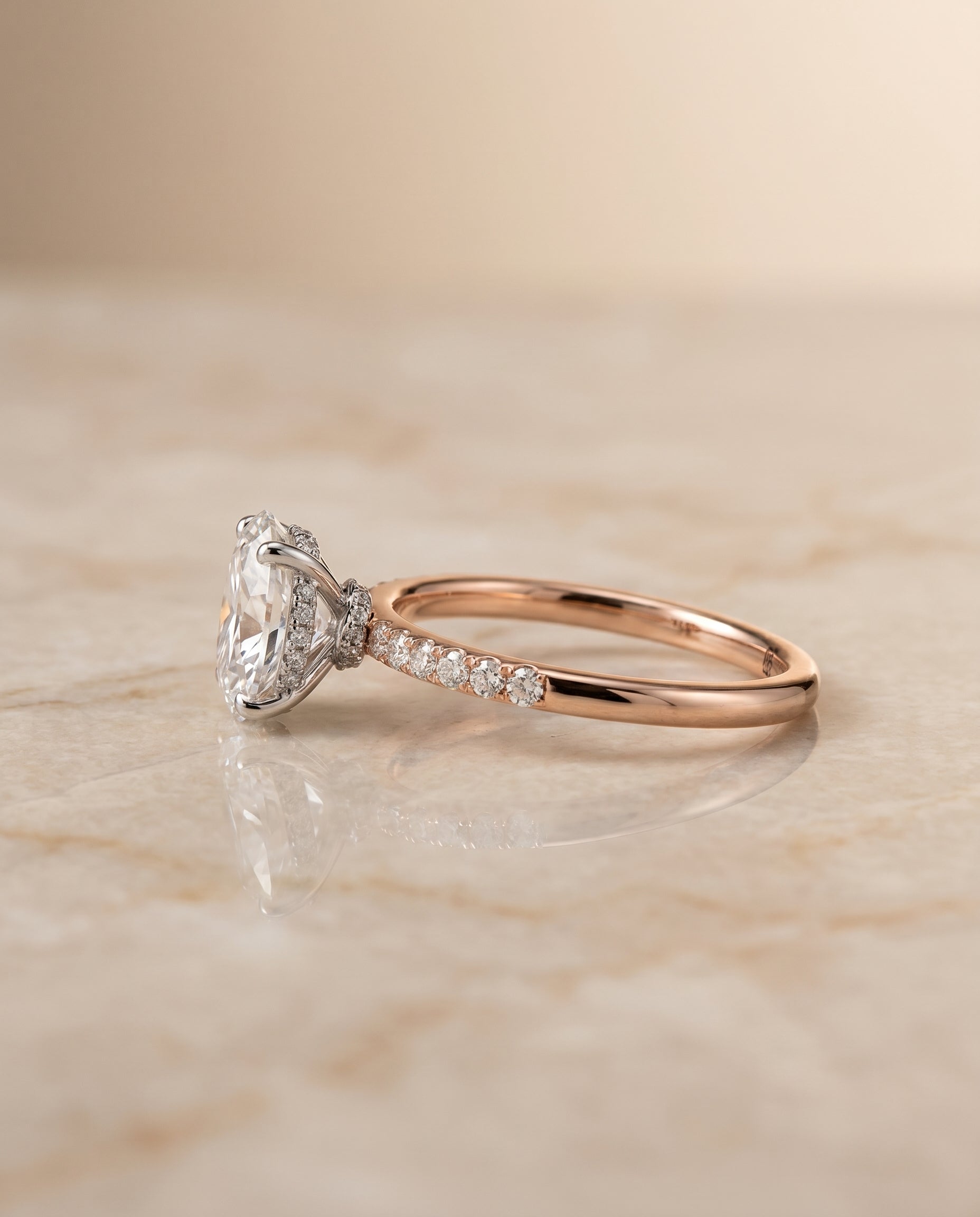 The Abbey setting for oval diamonds, made to order in 14K Rose Gold | RockHer