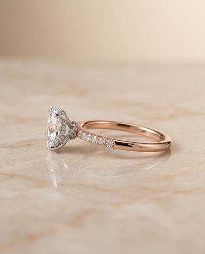 The Abbey Hidden Halo Pavé Oval Engagement Ring Setting in 14K Rose Gold