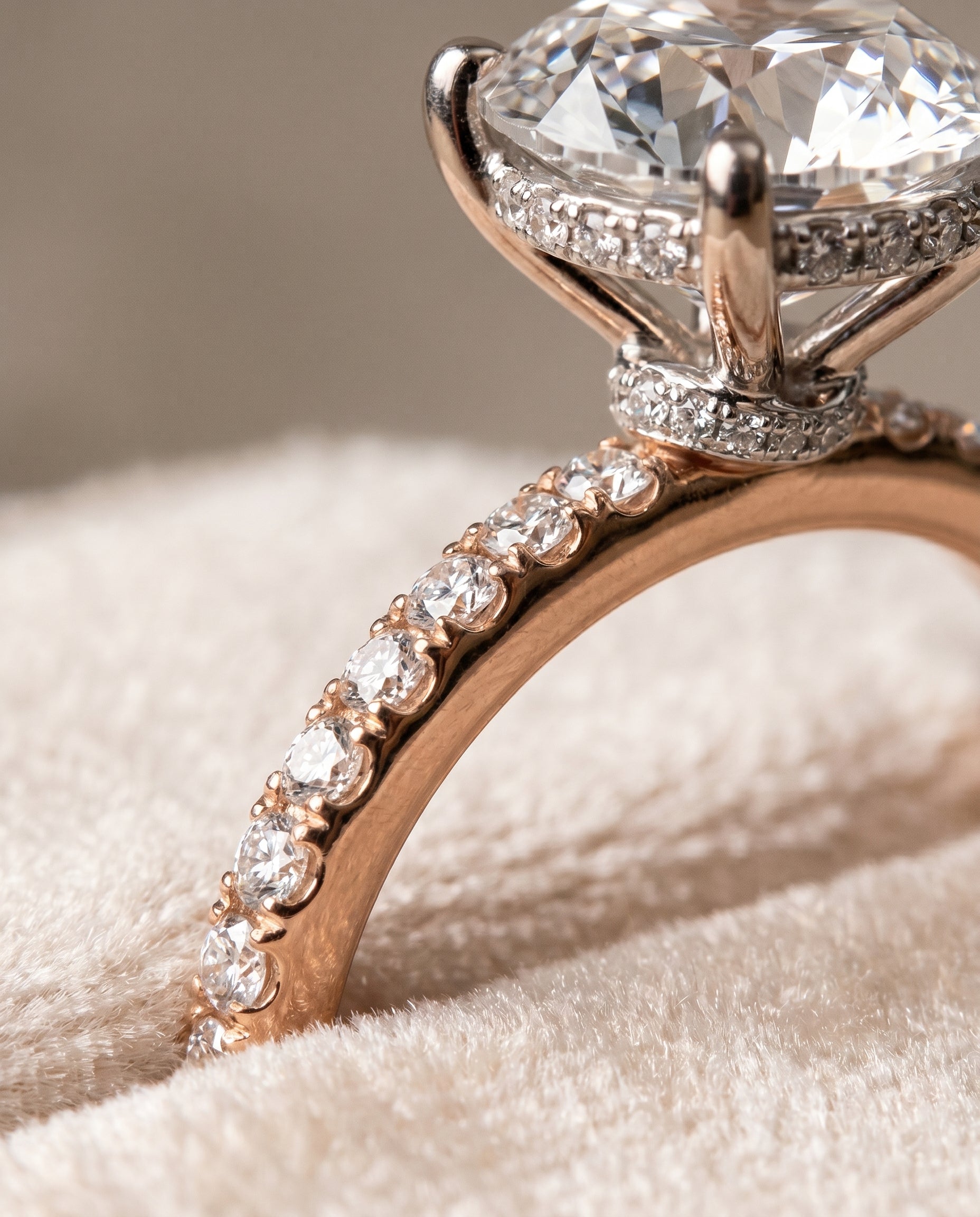14K Rose Gold band of The Abbey round engagement ring setting | RockHer