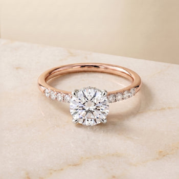 The Abbey Hidden Halo Pavé Round Engagement Ring Setting in 14K Rose Gold