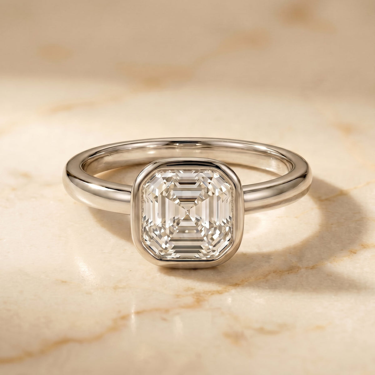 The Agnes asscher engagement ring setting in Platinum | RockHer