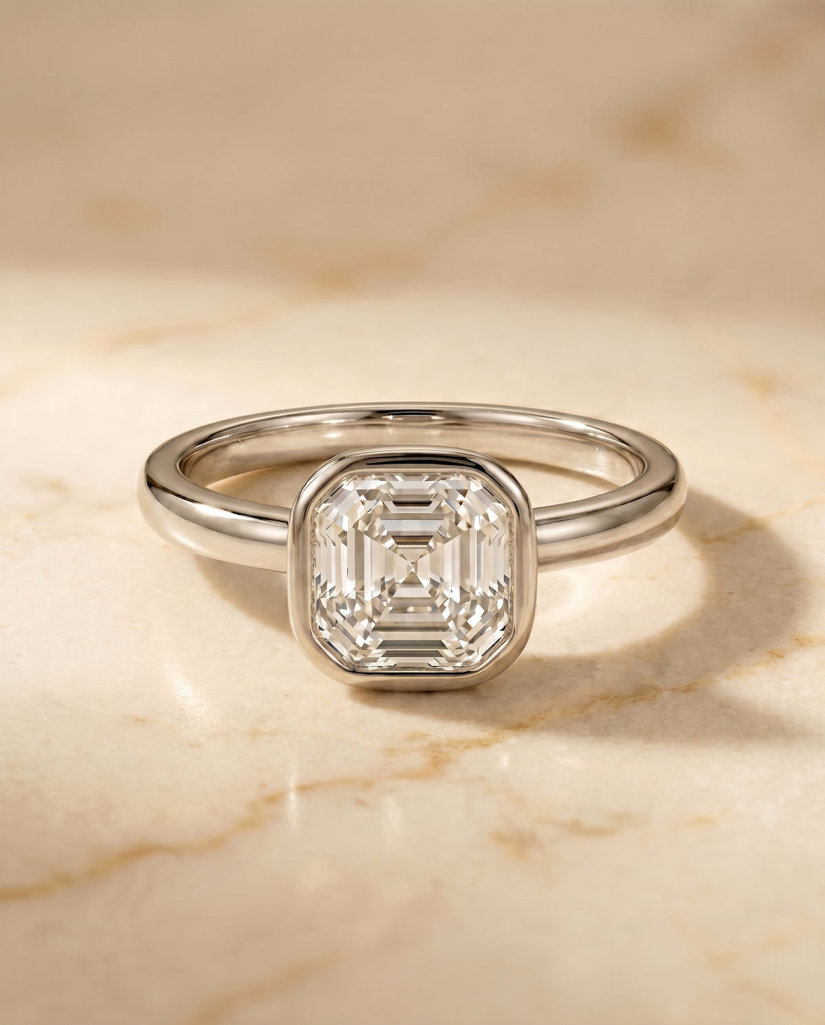 The Agnes asscher engagement ring setting in 18K White Gold | RockHer