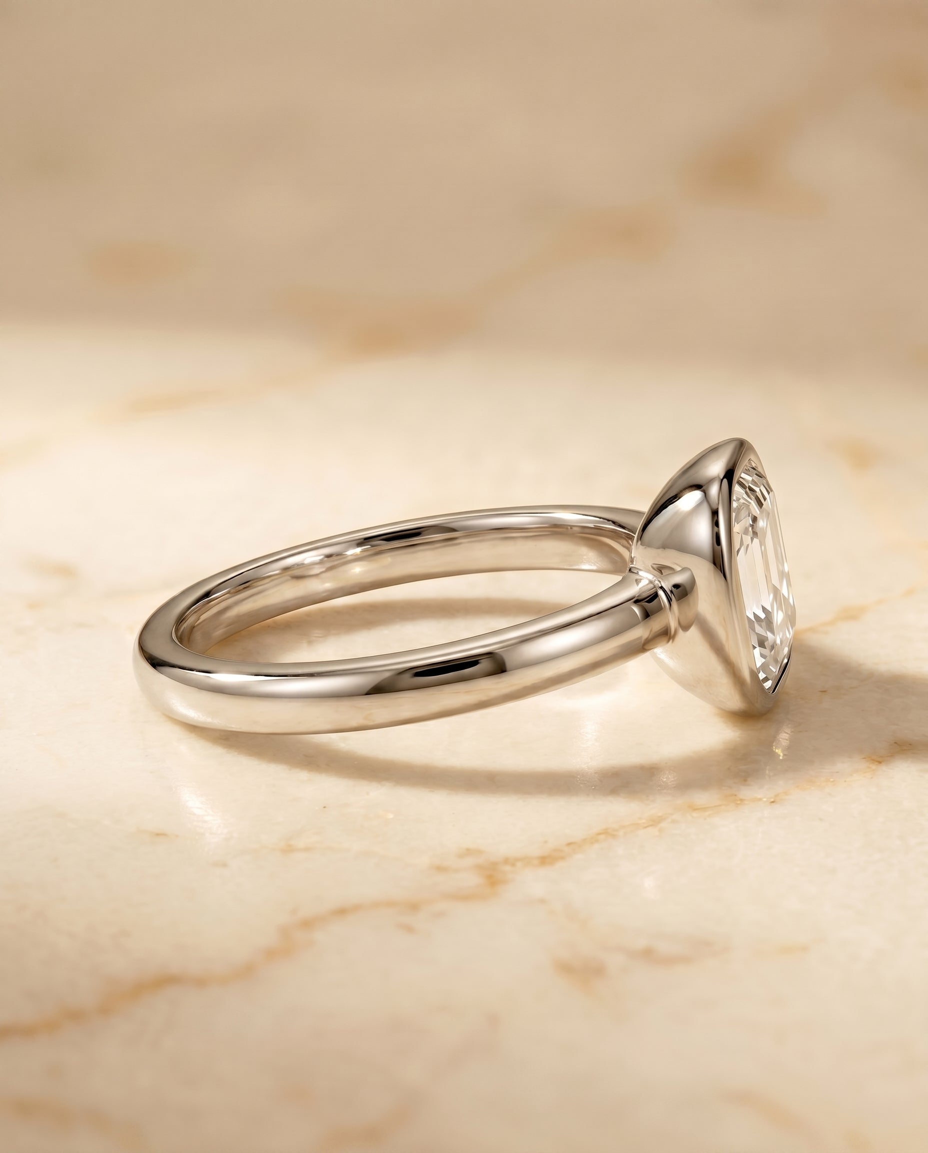 The Agnes setting for asscher diamonds, made to order in Platinum | RockHer
