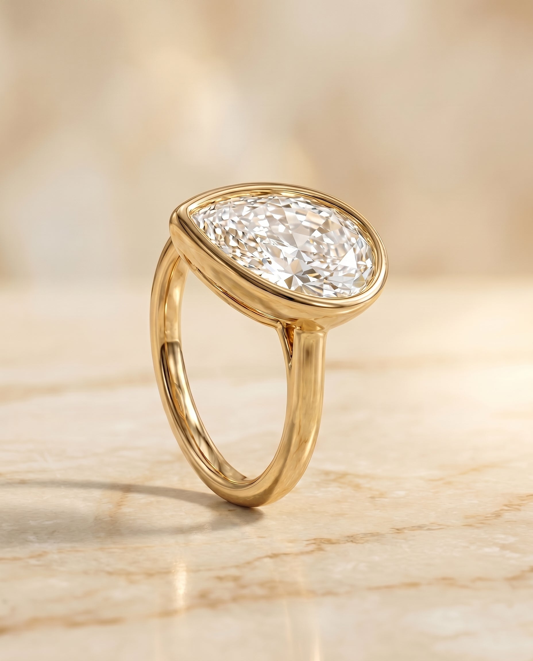 Bezel Solitaire In Briolette styling on The Agnes diamond engagement ring setting | RockHer
