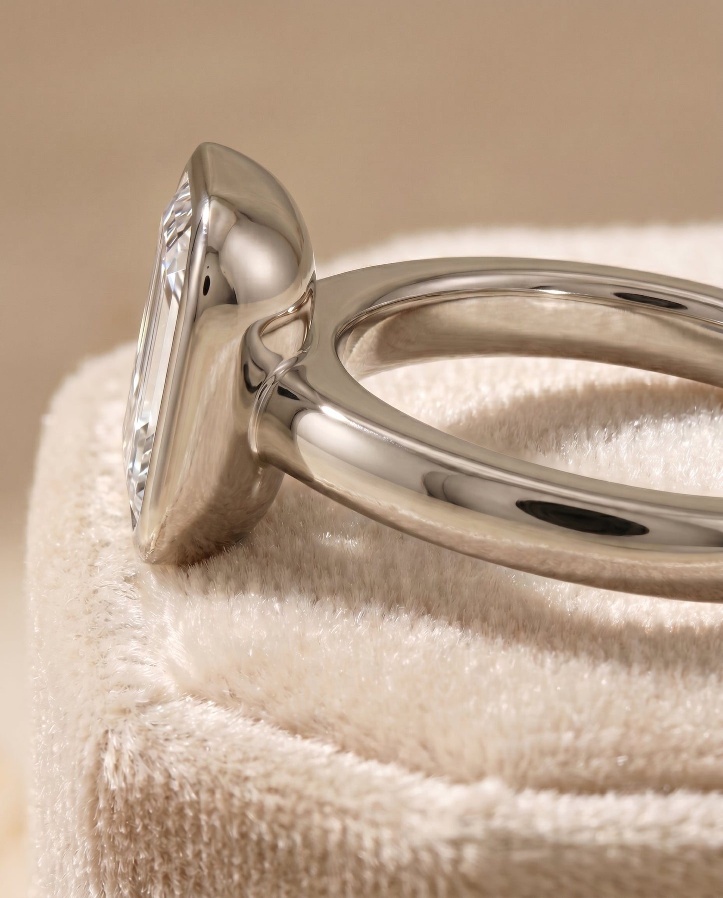 The Agnes Select Bezel Solitaire Engagement Ring with Lab Diamond in 18K White Gold - view 4