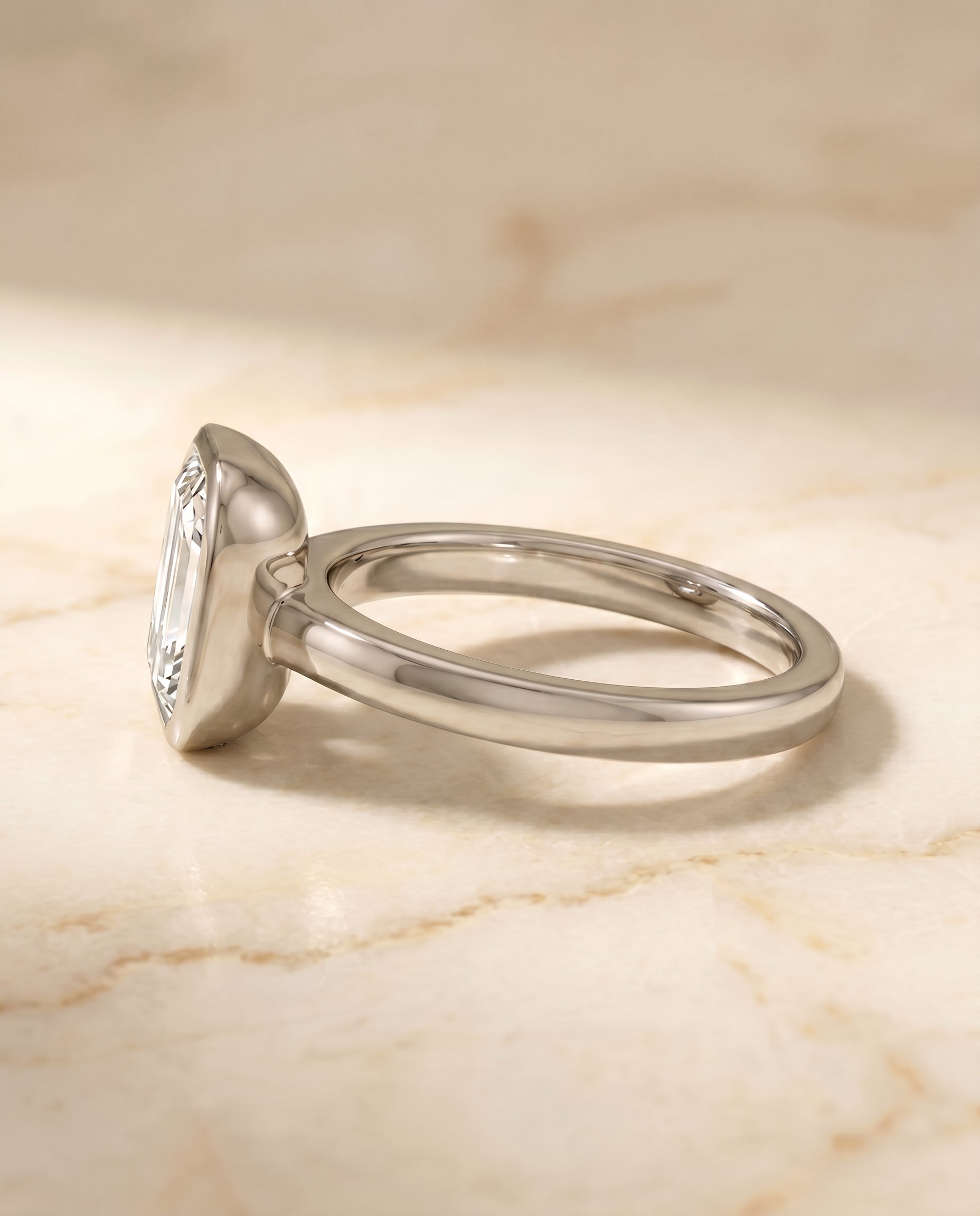 The Agnes setting for emerald diamonds, made to order in Platinum | RockHer