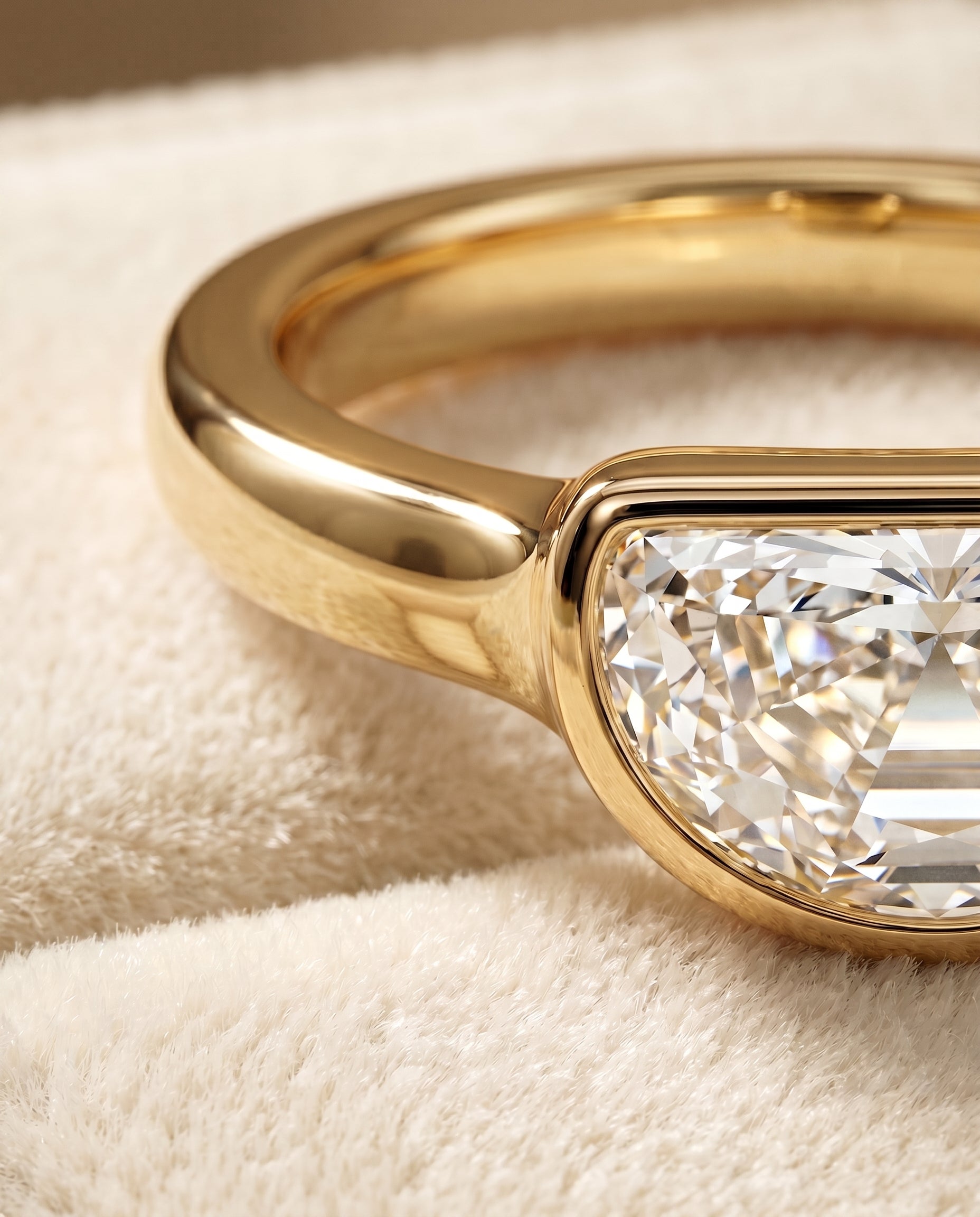 18K Yellow Gold band of The Agnes diamond engagement ring setting | RockHer