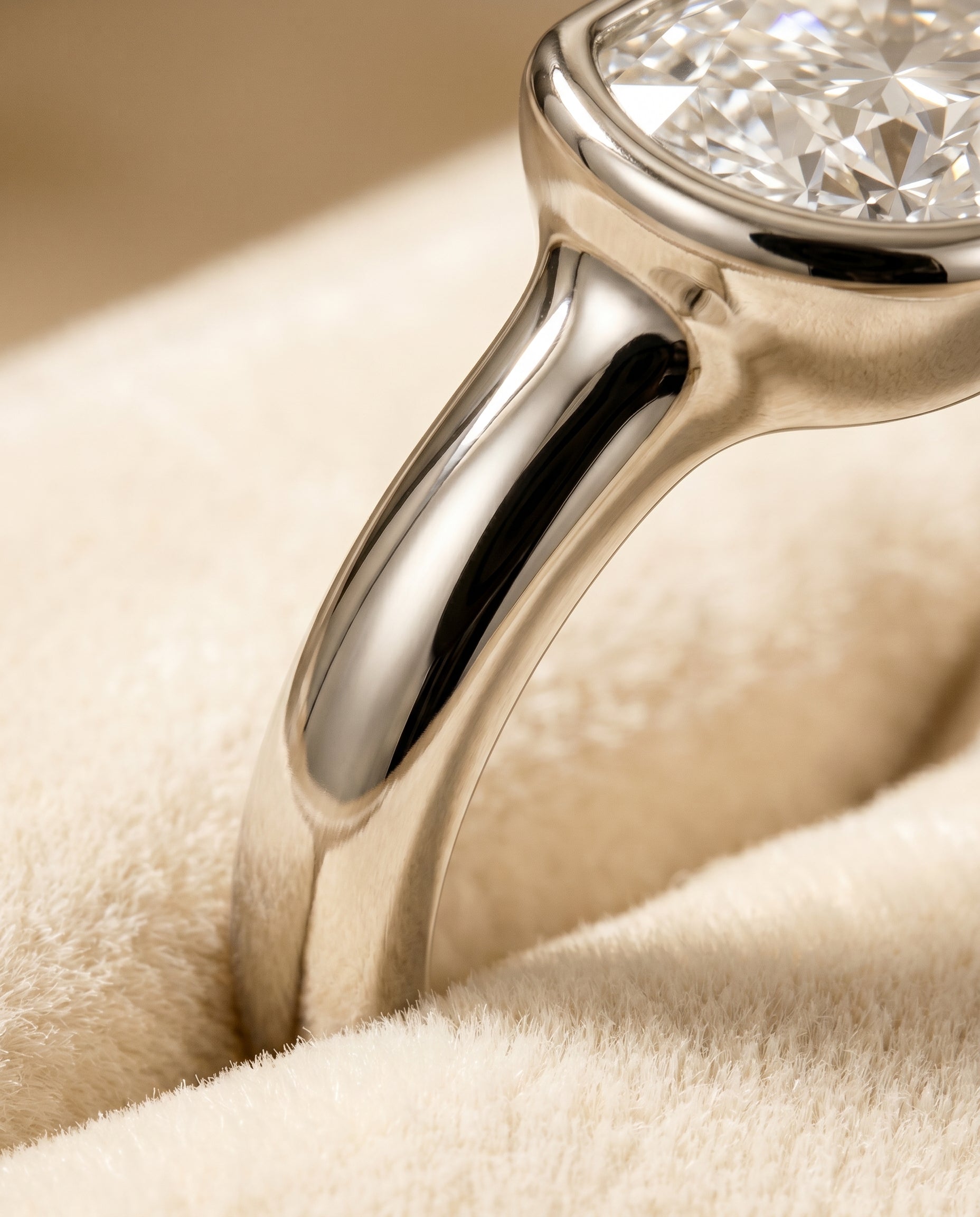 18K White Gold band of The Agnes diamond engagement ring setting | RockHer