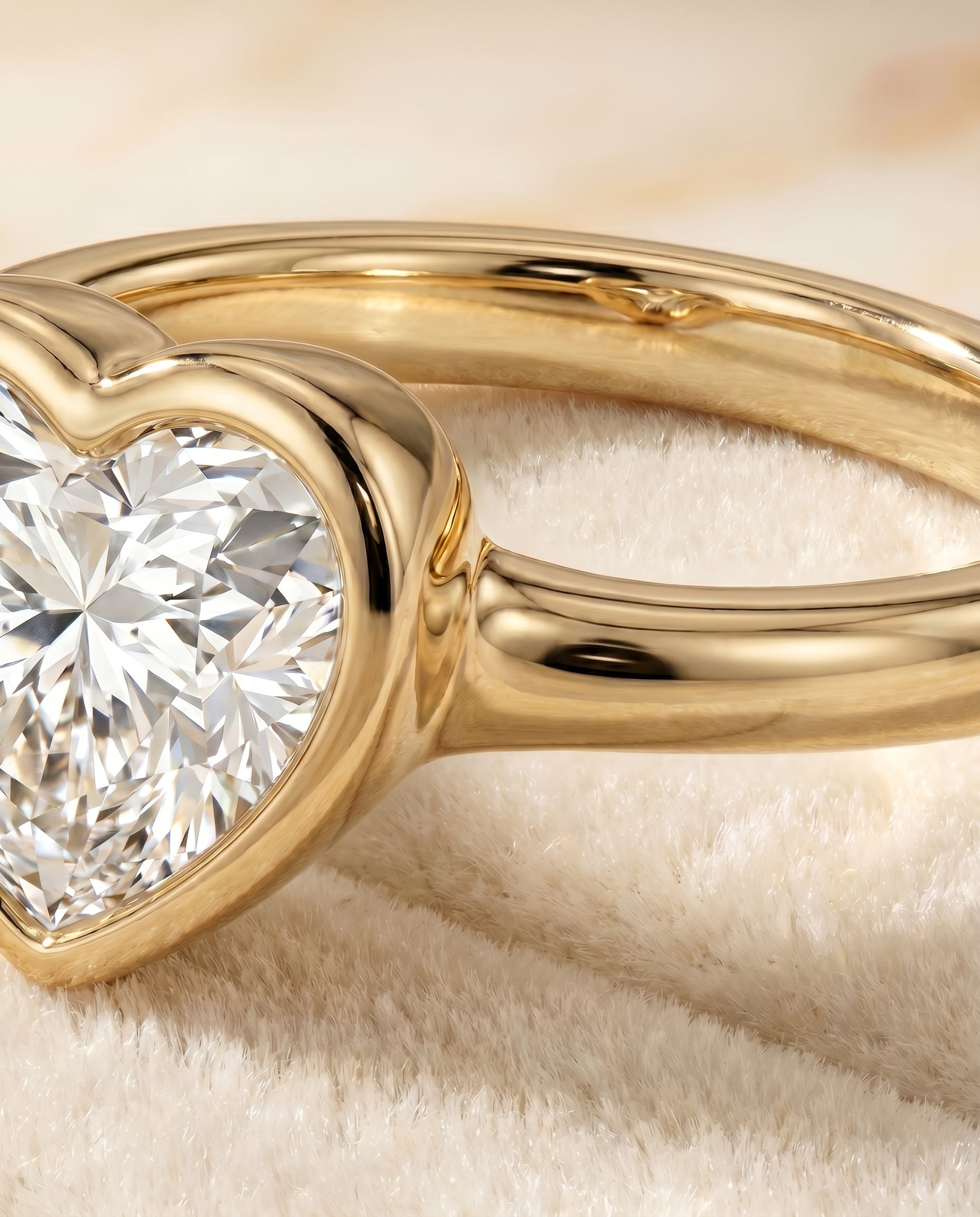 18K Yellow Gold band of The Agnes heart engagement ring setting | RockHer