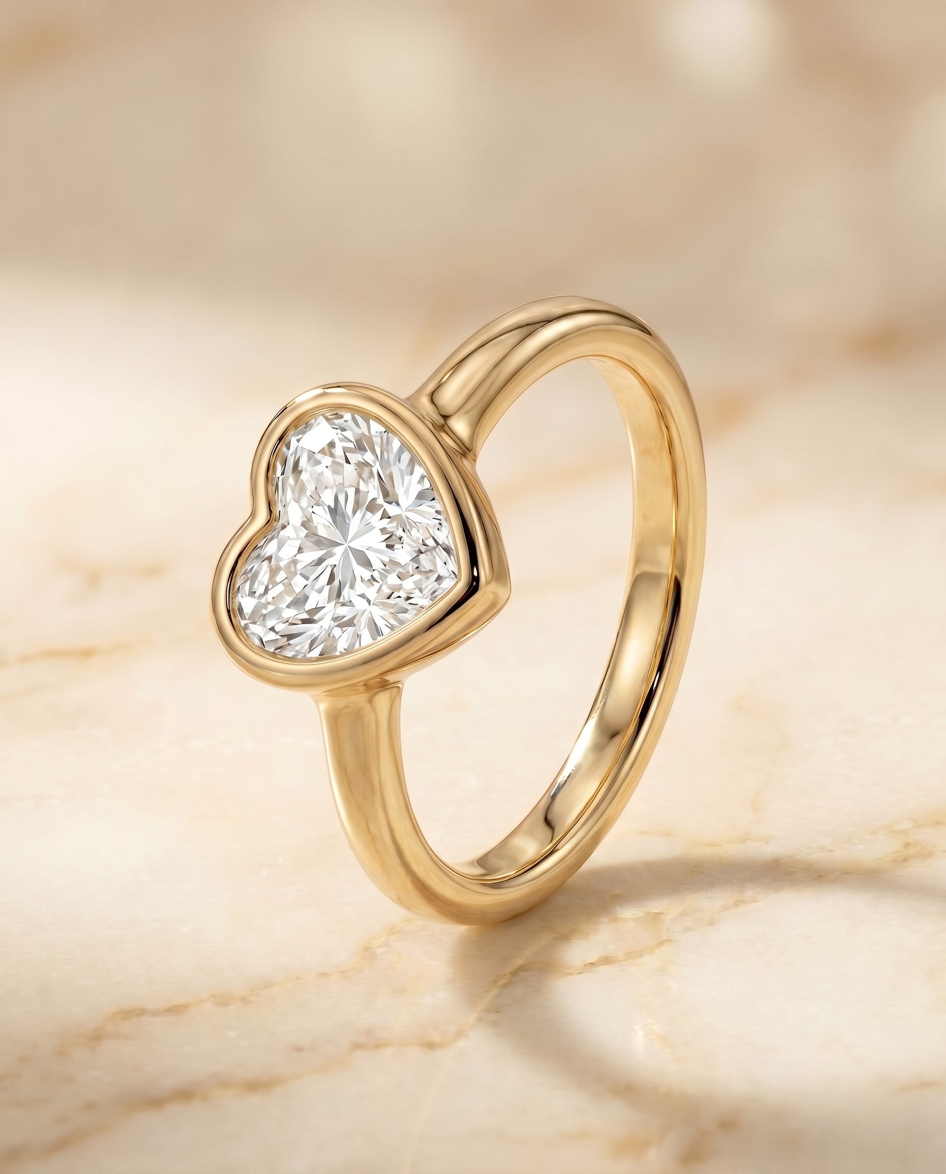 Bezel Solitaire In styling on The Agnes heart engagement ring setting | RockHer