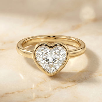 The Agnes Bezel Solitaire In Heart Engagement Ring Setting in 18K Yellow Gold
